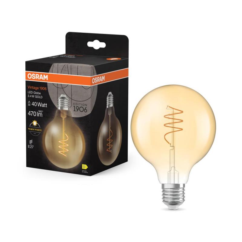 Osram E27 VINTAGE LED Glühbirne Globe 95 Spiral goldfarben 3,4W wie 40W warmweiß